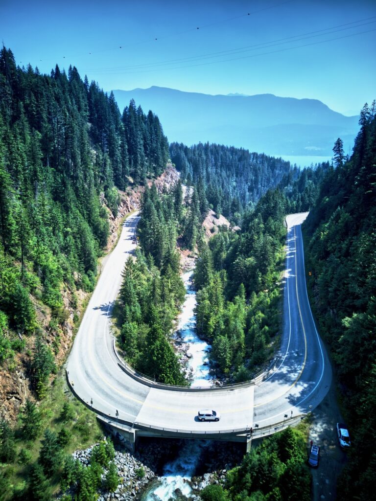 The road out to Kaslo past Ainsworth BC