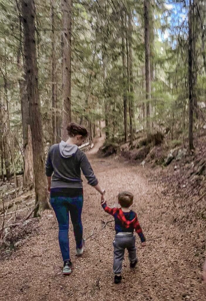 walking merry creek castlegar with a toddler