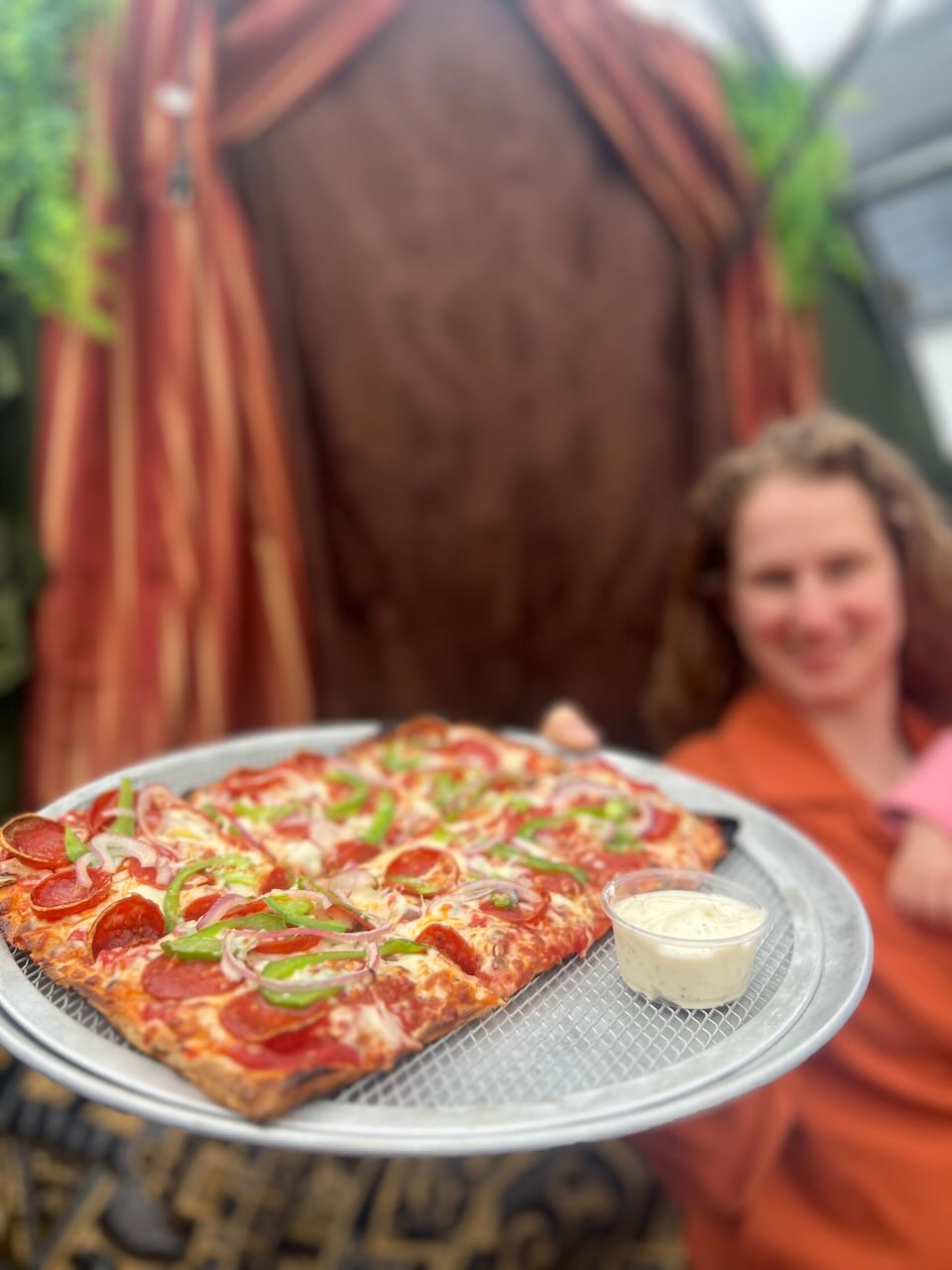 Rustic Crust pizza in their outdoor solarium