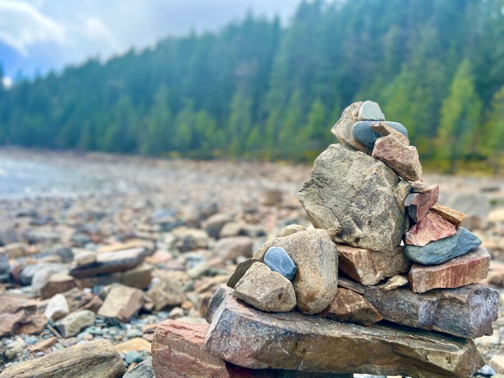 beach at fletcher waterfall in the west kootenay