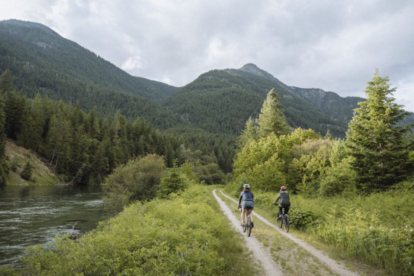 riding bikes along the slocan valley rail trail