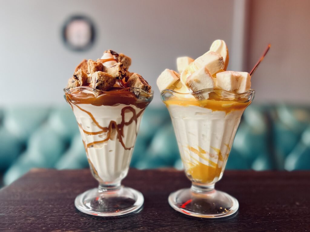 two ice cream sundaes