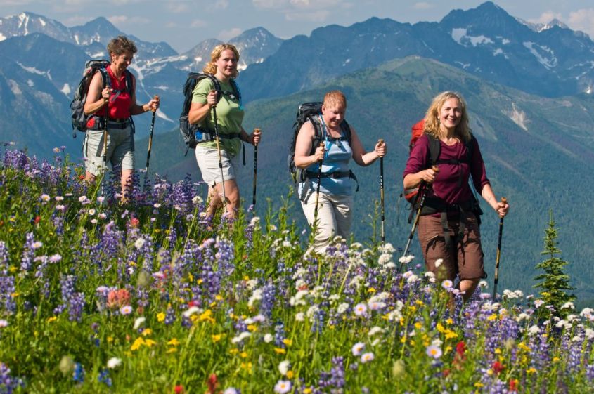 Hikers in Idaho Peak meadows