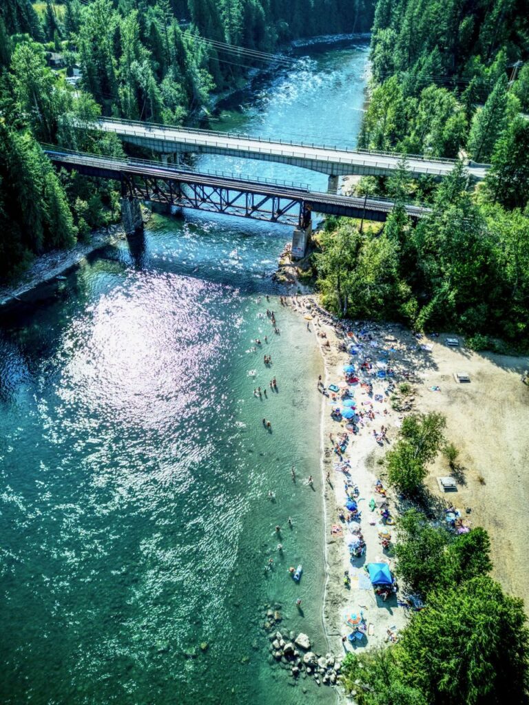 Shoreacres beach from above near castlegar bc