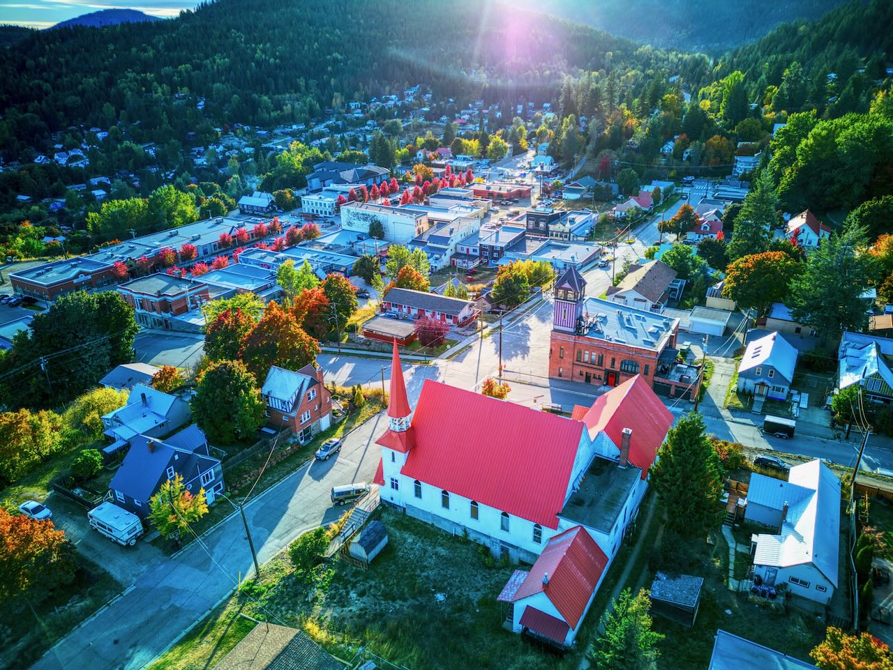 Rossland BC with bright fall colours