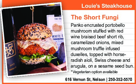 Louie's portobello mushroom burger stuffed with braised beef short rib