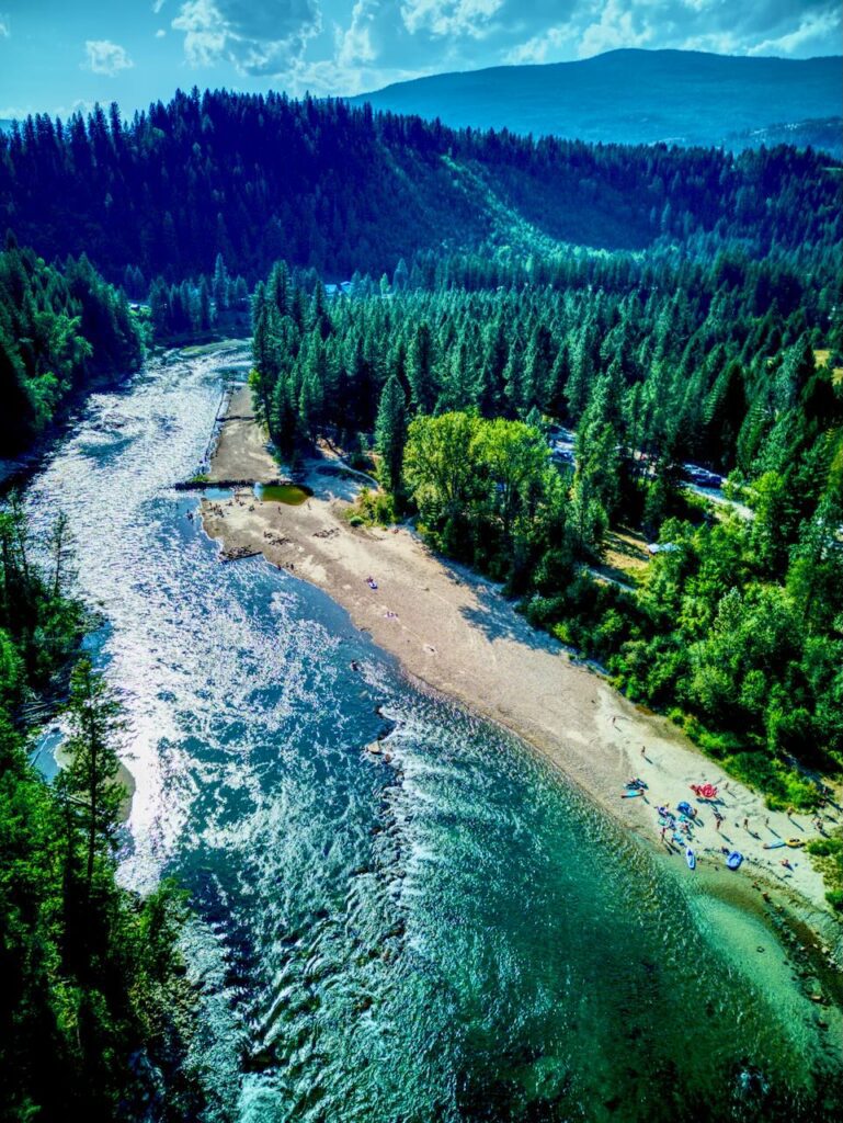 crescent beach in summer in Slocan Valley