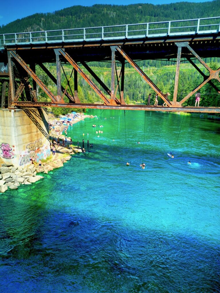 kids playing on the bridge at shoreacres beach
