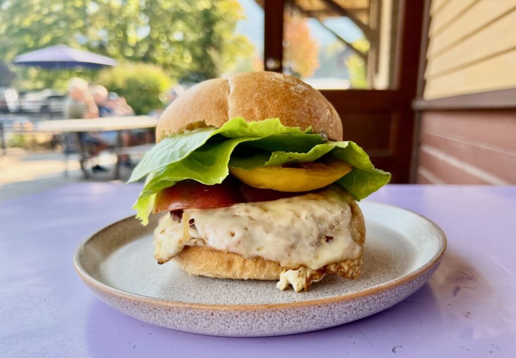 breakfast sandwich with all local ingredients from The Block in Nelson