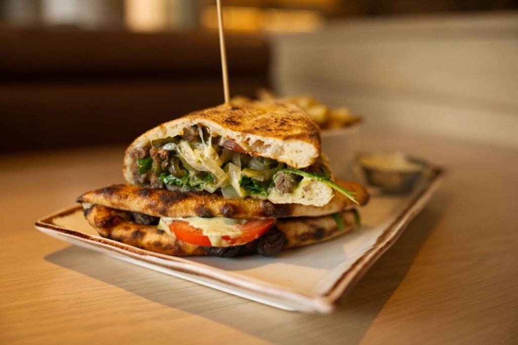 Marzano's burger is cooked in a forno, with olive aioli