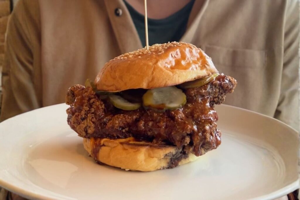 Chicken burger at The Landing in Balfour near Nelson
