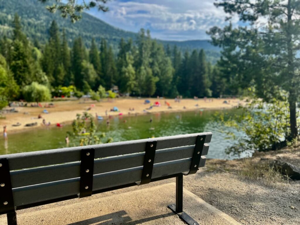bench overlooking nelson's tag hum beach