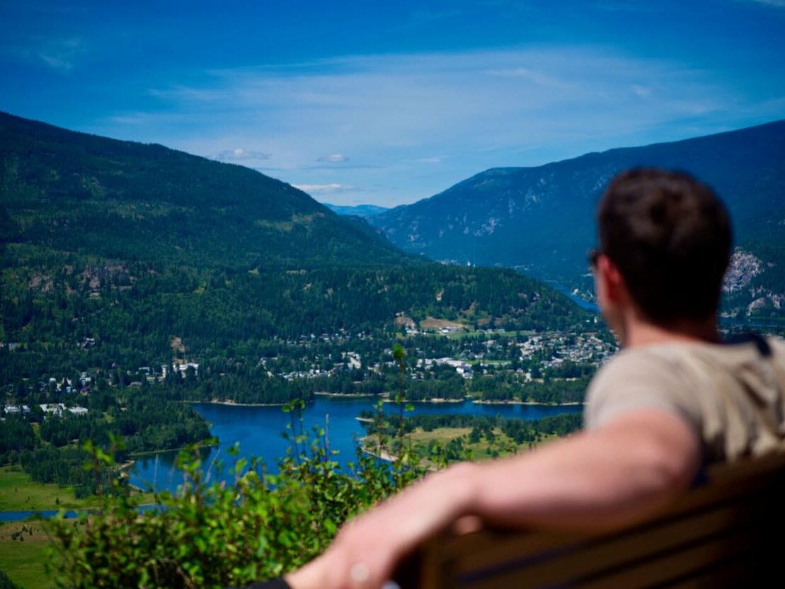 Dove hill viewpoint over Castlegar BC and the Columbia River